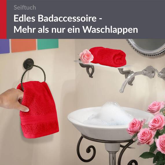 Lashuma kleines Handtuch Rot - Scharlach, Linz 2er Gästetuchset, Seiftücher 30x30 cm