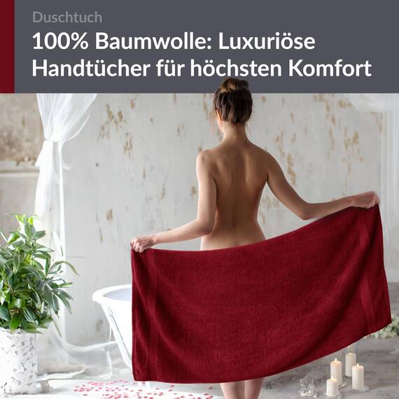 Lashuma Wellness Handtuch Dame 70x140 cm,Linz Liegetuch für Liegestuhl Rot - Rubin