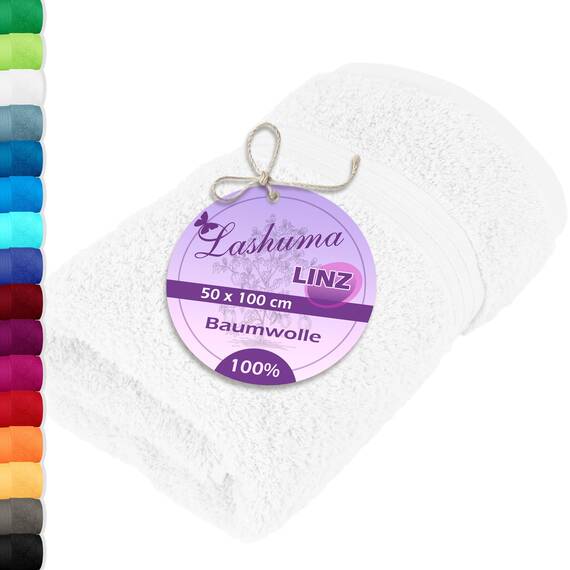 Lashuma weiches Wellness Handtuch 50x100 cm, Linz 100% Baumwolle fürs Gesicht - Haarhandtuch in Weiss