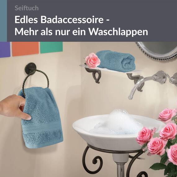 Lashuma 2er Handtuchset Blau - Taubenblau, Kleine Handtücher 30x30, Seiftücher Linz