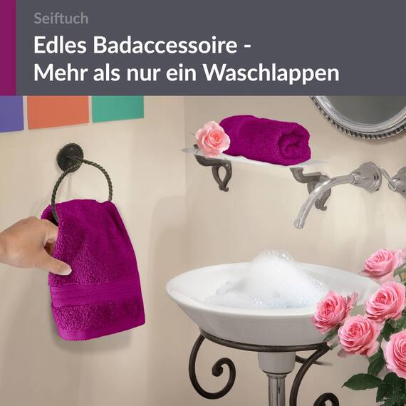 Lashuma Waschlappen Lila - Orchidee, Linz 2er Set Gästehandtücher klein 30x30 cm
