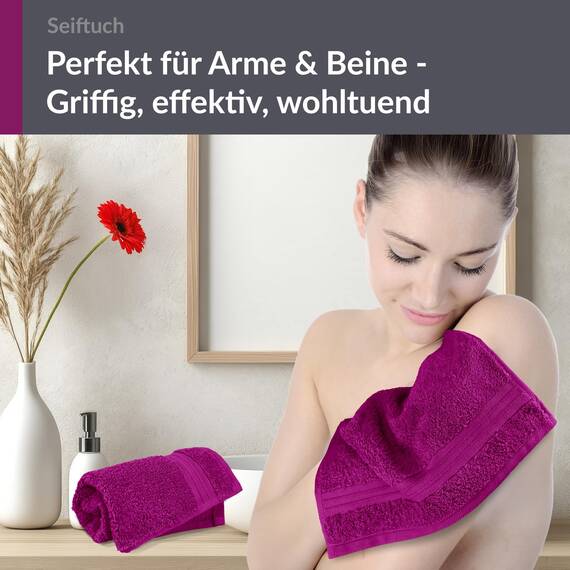 Lashuma Waschlappen Lila - Orchidee, Linz 2er Set Gästehandtücher klein 30x30 cm