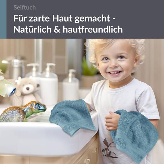 Lashuma 2er Handtuchset Blau - Taubenblau, Kleine Handtücher 30x30, Seiftücher Linz