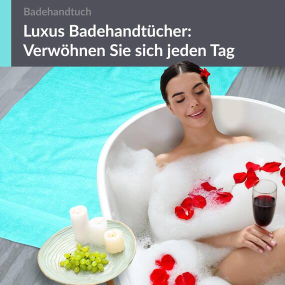 Lashuma Premium Badetuch groß 100x150 cm, Linz Luxus Handtuch aus 100% Baumwolle Türkis, Strandlaken XXL