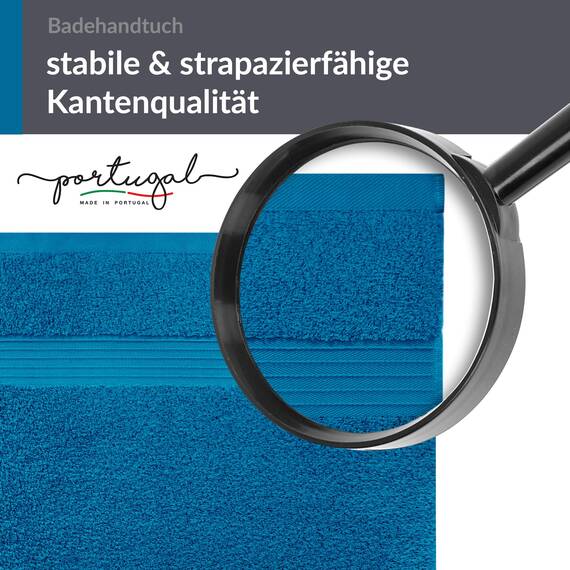 Lashuma Frottee Badetuch groß aus 100% Baumwolle, Linz XXL Duschtuch 100x150 cm Blau - Petrol
