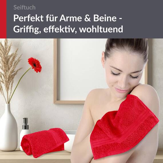 Lashuma kleines Handtuch Rot - Scharlach, Linz 2er Gästetuchset, Seiftücher 30x30 cm