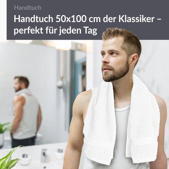 Lashuma weiches Wellness Handtuch 50x100 cm, Linz 100% Baumwolle fürs Gesicht - Haarhandtuch in Weiss