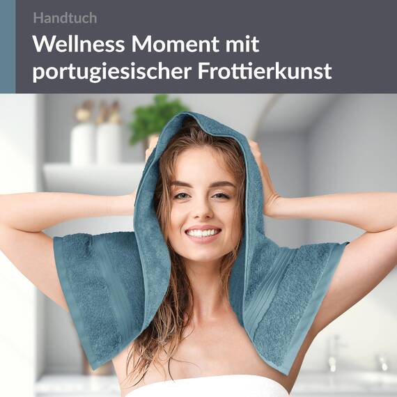 Lashuma saugstarkes Fitnesstuch 50x100 cm, Linz Duschhandtuch Blau - Taubenblau Baumwolle