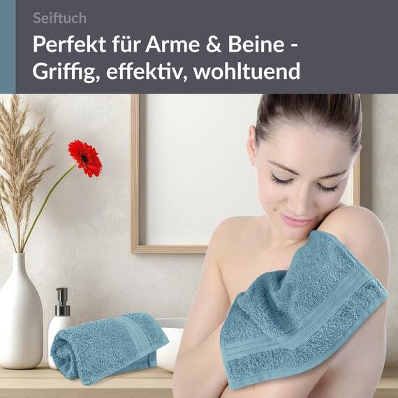 Lashuma 2er Handtuchset Blau - Taubenblau, Kleine Handtücher 30x30, Seiftücher Linz