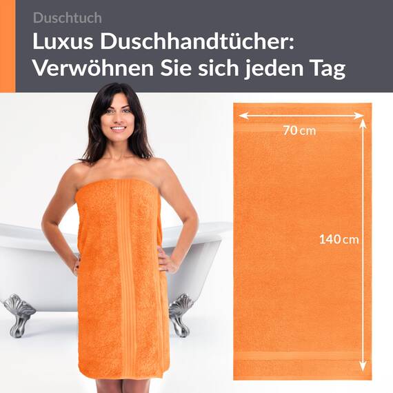 Lashuma Frottee Duschtuch 70x140 cm, Linz Fitness Handtuch Orange - Blut, Badetuch Urlaub