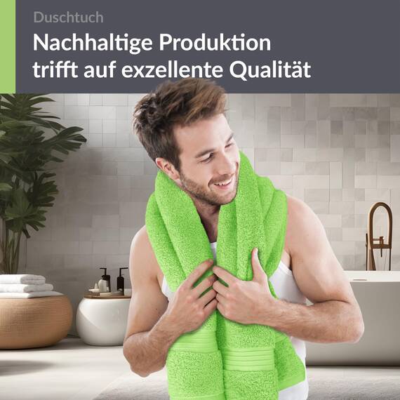 Lashuma Duschtuch 70x140 cm Apfelgrün, Linz Strandliegen Handtuch aus 100% Baumwolle, Badetuch für Strand