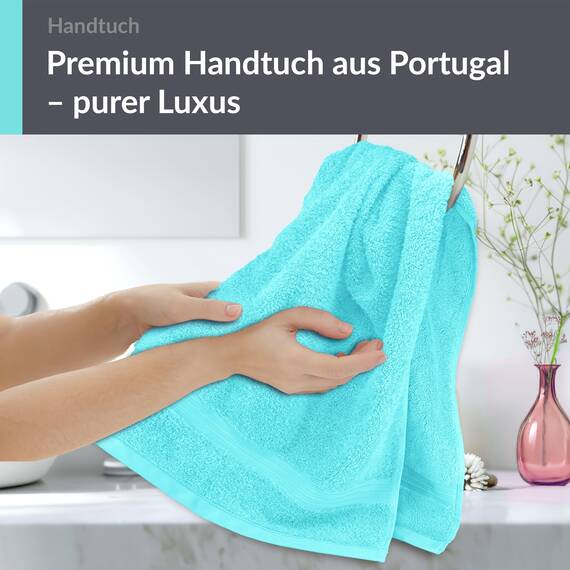 Lashuma Frottee Handtuch 50x100 cm Türkis, Linz Premium Gesichtshandtuch aus 100% Baumwolle