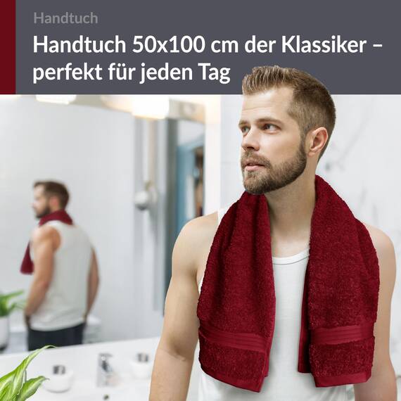 Lashuma saugstarkes Frotteehandtuch Rot - Rubin, Linz Gesichtstuch aus 100% Baumwolle 50x100 cm