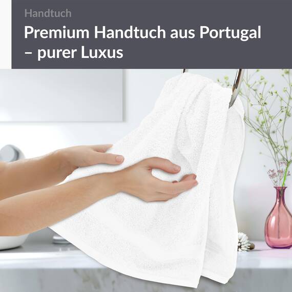 Lashuma weiches Wellness Handtuch 50x100 cm, Linz 100% Baumwolle fürs Gesicht - Haarhandtuch in Weiss