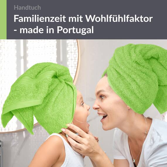 Lashuma Handtuchset Grün - Apfel, Linz 2X Gesichtshandtuch 50x100 cm, Frottee Handtücher