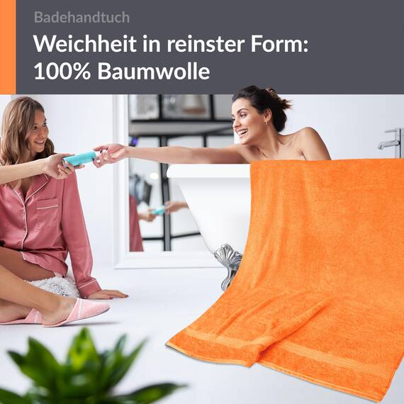 Lashuma XXL Badehandtuch 100x150 cm Orange - Blut, Linz sehr großes Badetuch Strand Dame