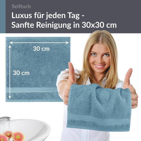 Lashuma 2er Handtuchset Blau - Taubenblau, Kleine Handtücher 30x30, Seiftücher Linz