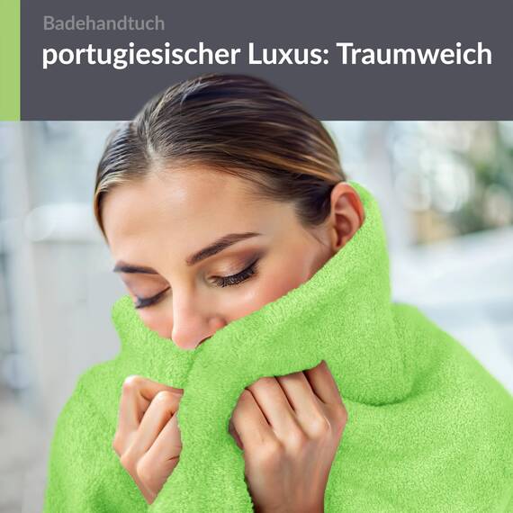 Lashuma großes Schulter Badehandtuch 100x150 cm, Linz Flauschiges Handtuch XXL Grün - Apfel