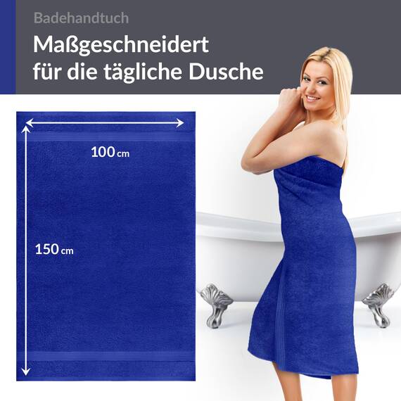 Lashuma Badetuch Herren groß Blau - Königsblau, Linz Reisen Strandtuch XXL 100x150 cm