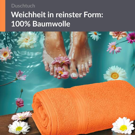 Lashuma Frottee Duschtuch 70x140 cm, Linz Fitness Handtuch Orange - Blut, Badetuch Urlaub