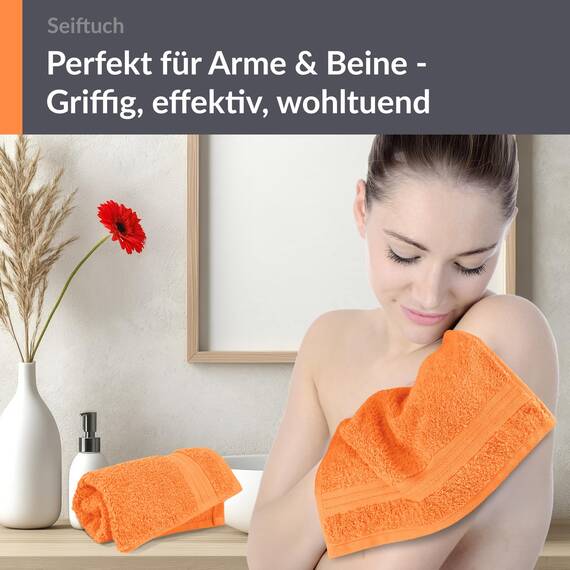 Lashuma Gästehandtücher Orange - Blut, Linz Handtuchset 2 teilig, Seiftücher 30x30