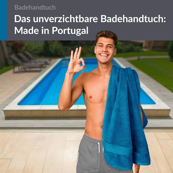 Lashuma Frottee Badetuch groß aus 100% Baumwolle, Linz XXL Duschtuch 100x150 cm Blau - Petrol