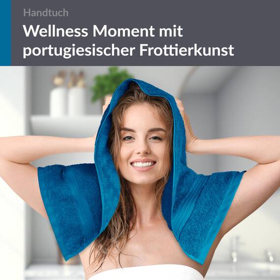 Lashuma Fitnesshandtuch klein Baumwolle, Linz Baumwollhandtuch 50x100 cm Blau - Petrol