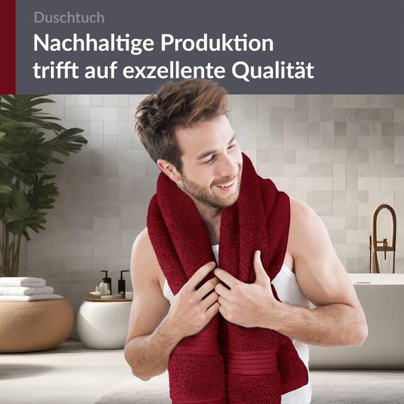 Lashuma Wellness Handtuch Dame 70x140 cm,Linz Liegetuch für Liegestuhl Rot - Rubin