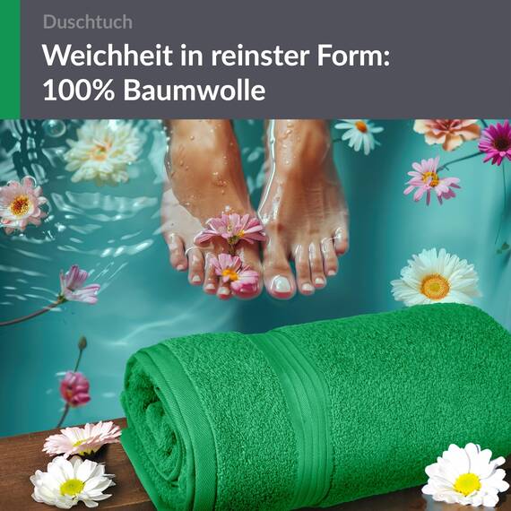 Lashuma Handtuch Frottee groß, Linz Flauschiges Duschtuch 70x140 cm, Badetuch Grün - Forst