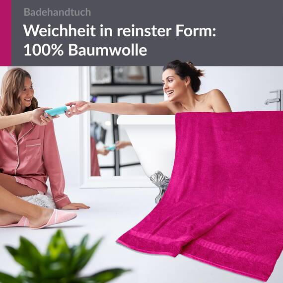 Lashuma Badehandtuch groß, Linz XXL Badetuch 100x150 cm Baumwolle, Damen Strandtuch Purpur