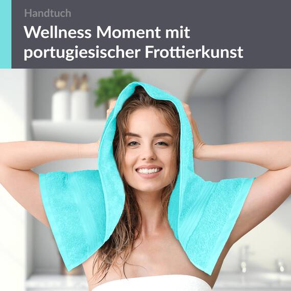 Lashuma Frottee Handtuch 50x100 cm Türkis, Linz Premium Gesichtshandtuch aus 100% Baumwolle