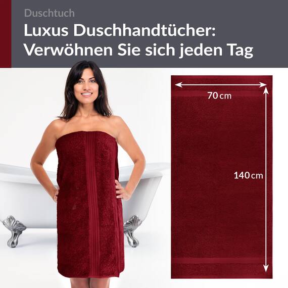 Lashuma Wellness Handtuch Dame 70x140 cm,Linz Liegetuch für Liegestuhl Rot - Rubin