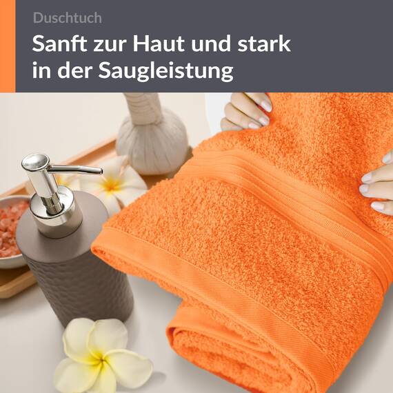 Lashuma Frottee Duschtuch 70x140 cm, Linz Fitness Handtuch Orange - Blut, Badetuch Urlaub