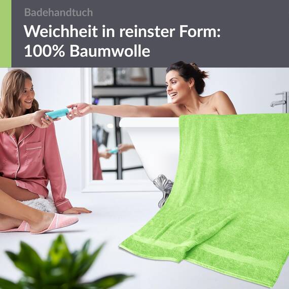 Lashuma großes Schulter Badehandtuch 100x150 cm, Linz Flauschiges Handtuch XXL Grün - Apfel