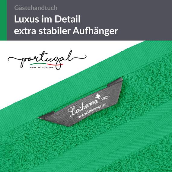 Lashuma 4er Handtuch Gästehandtuch Set 30x50 cm, Linz weiche Bad Gästetücher Grün - Forst