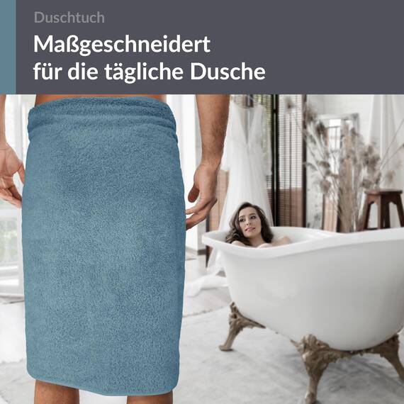 Lashuma Frottee Badetuch 70x140 cm, Linz Duschhandtuch groß Baumwolle Blau - Tauben