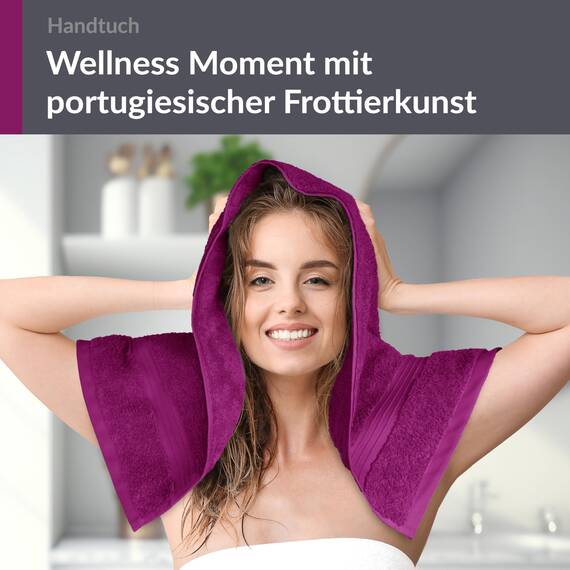 Lashuma Damen Frottee Handtuch 50x100 cm, Linz Wellnesshandtuch aus 100% Baumwolle in Lila - Orchidee