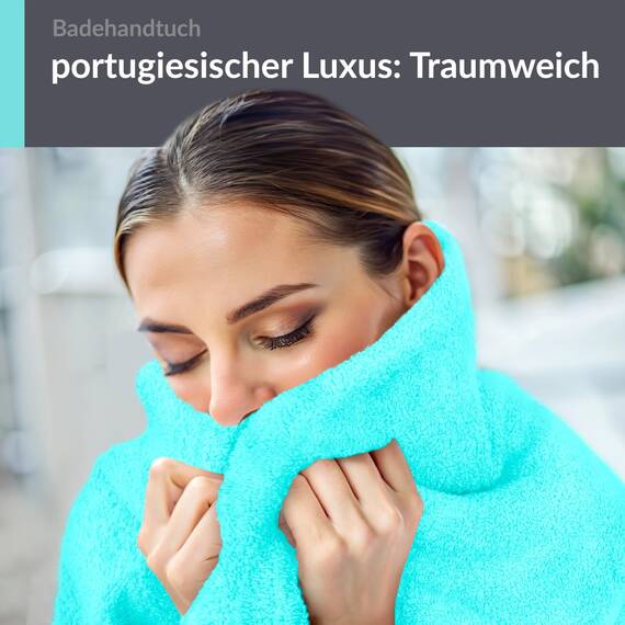Lashuma Premium Badetuch groß 100x150 cm, Linz Luxus Handtuch aus 100% Baumwolle Türkis, Strandlaken XXL