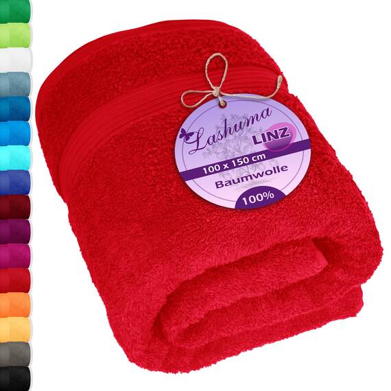 Lashuma sehr großes Badehandtuch Frauen, Linz Strandtuch XXL Badetuch 100x150 cm Rot - Scharlach