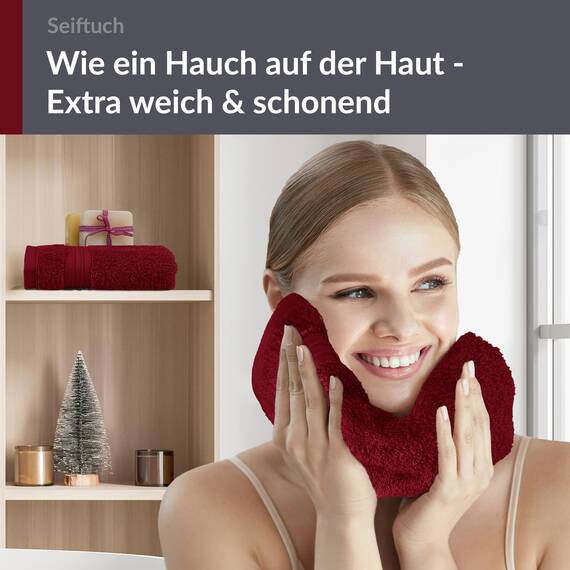 Lashuma kleine Handtücher 2er Pack 30x30 cm, Linz Gästehandtücher Rot - Rubin