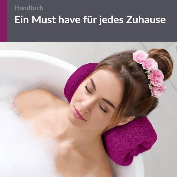 Lashuma Damen Frottee Handtuch 50x100 cm, Linz Wellnesshandtuch aus 100% Baumwolle in Lila - Orchidee