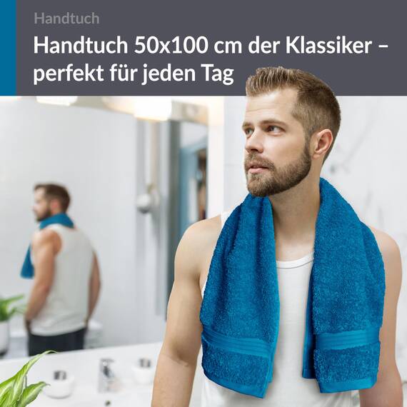 Lashuma Fitnesshandtuch klein Baumwolle, Linz Baumwollhandtuch 50x100 cm Blau - Petrol