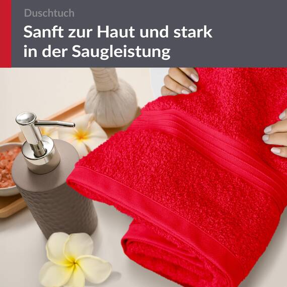Lashuma Deluxe Badetuch 70x140 cm Rot - Scharlach, Linz Premium Duschtuch aus 100% Baumwolle Made in Portugal