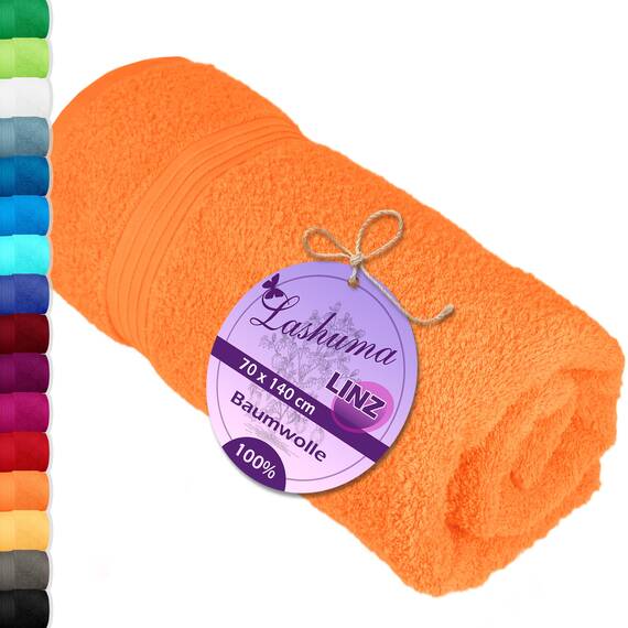 Lashuma Frottee Duschtuch 70x140 cm, Linz Fitness Handtuch Orange - Blut, Badetuch Urlaub