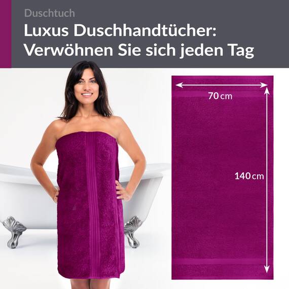 Lashuma Duschtuch Lila - Orchidee, Linz XXL Handtuch 70x140 cm, Badehandtuch Strand