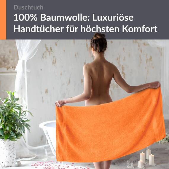 Lashuma Frottee Duschtuch 70x140 cm, Linz Fitness Handtuch Orange - Blut, Badetuch Urlaub