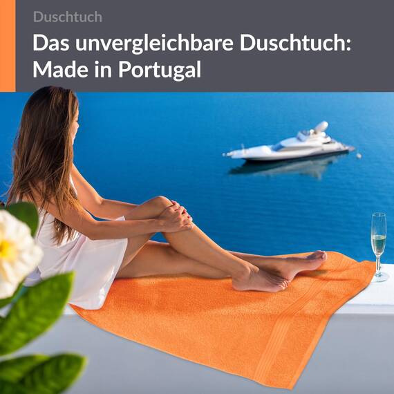 Lashuma Frottee Duschtuch 70x140 cm, Linz Fitness Handtuch Orange - Blut, Badetuch Urlaub