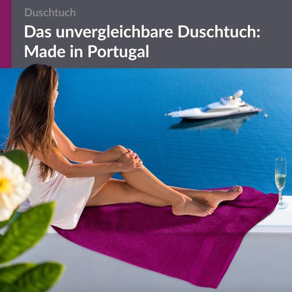 Lashuma Duschtuch Lila - Orchidee, Linz XXL Handtuch 70x140 cm, Badehandtuch Strand