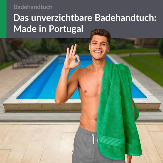 Lashuma grosses Badehandtuch XXL, Linz Strandtuch Grün - Forst, Badetuch für Liege 100x150 cm