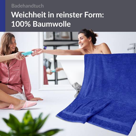 Lashuma Badetuch Herren groß Blau - Königsblau, Linz Reisen Strandtuch XXL 100x150 cm